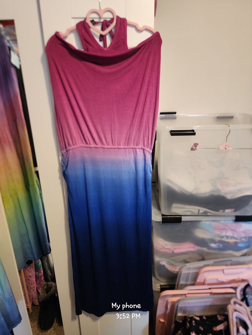 VENUS Racerback Ombre Maxi Dress in Magenta and Royal Blue